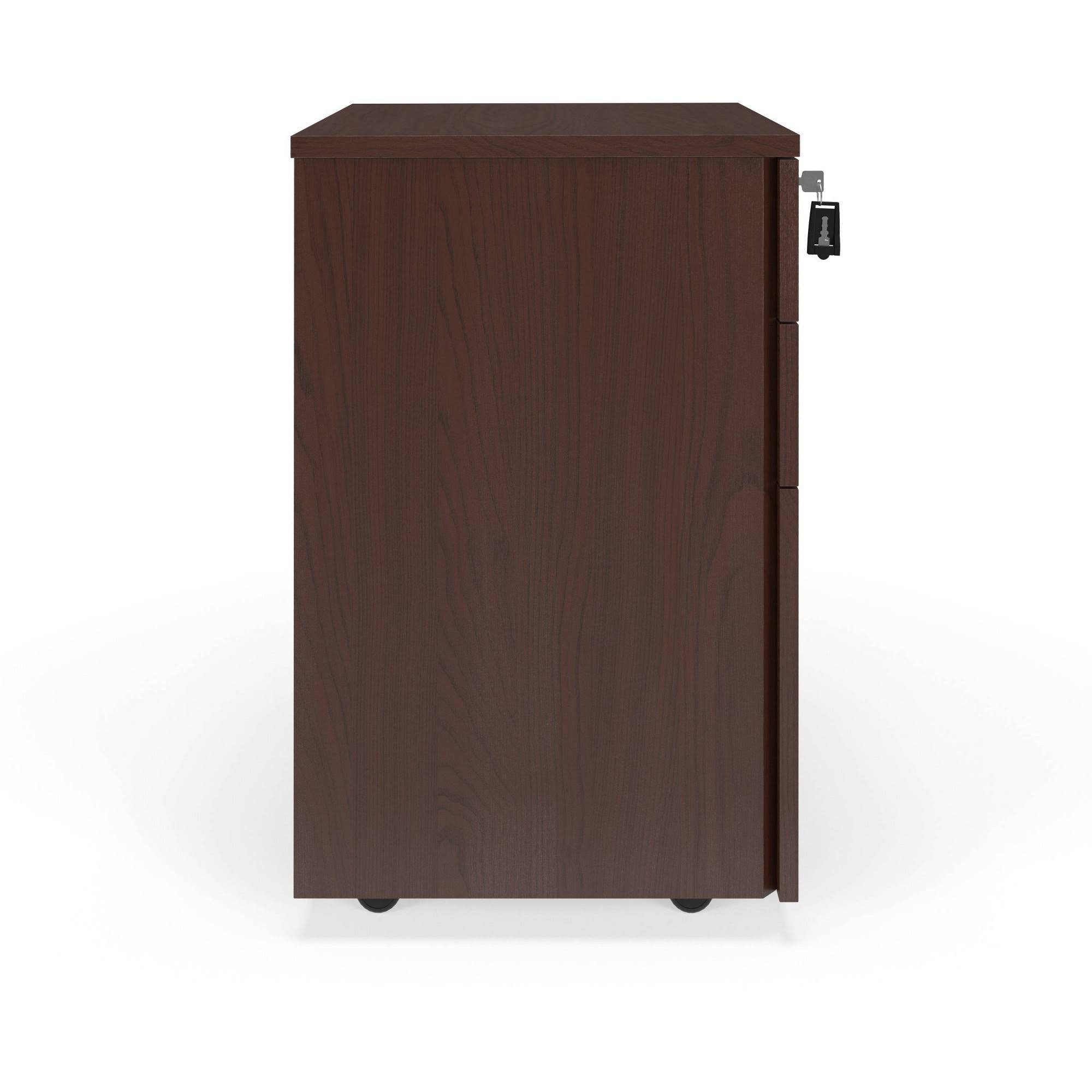 HON Basyx Commercial-Grade Mobile Wooden Pedestal, Filing Cabinet, Walnut (BSXMWPMW)