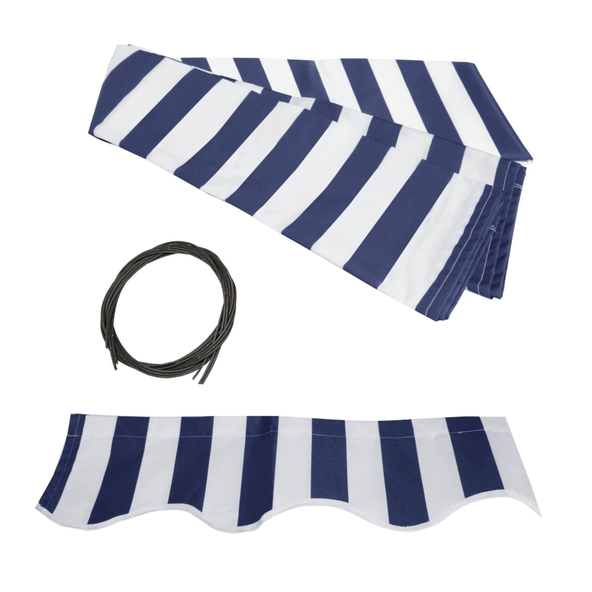 Aleko 12&x10& Retractable Patio Awning, Blue and White Striped Color