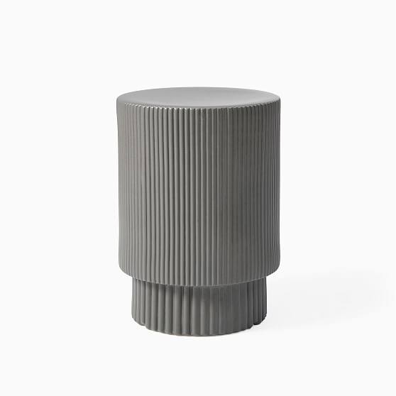 West Elm Fluted Collection Dove Gray Side Table