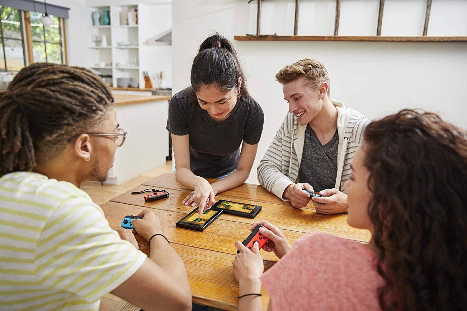 2019 New Nintendo Switch Red/Blue Joy-Con Console Multiplayer Party Game Bundle, Super Mario Party, Mario Kart 8 Deluxe, 1-2 Swi