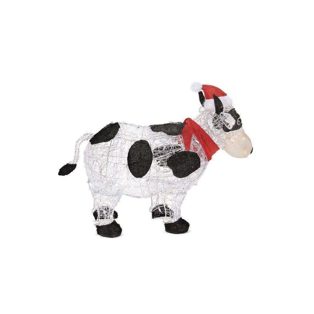36 in. Pre-Lit Cow with Santa Hat