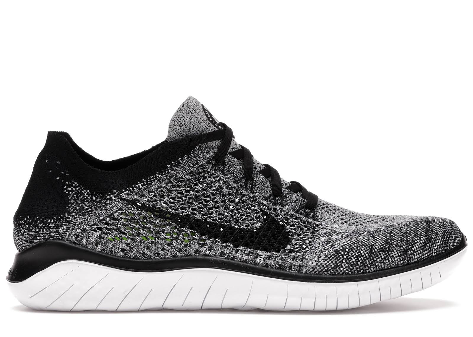 Nike Free RN Flyknit 2018 Men&s Running Shoe, White/Black, Size 12M