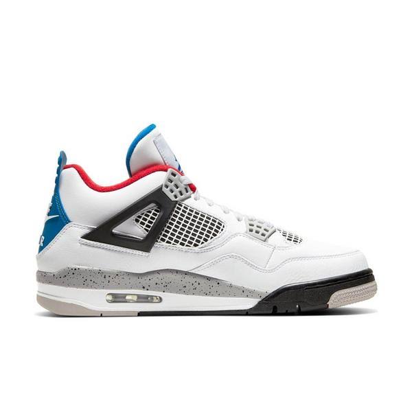 Nike Air Jordan 4 Retro SE 鈥淲hat The鈥?Sneakers - White/Fire Red/Tech Grey/Military Blue - 15