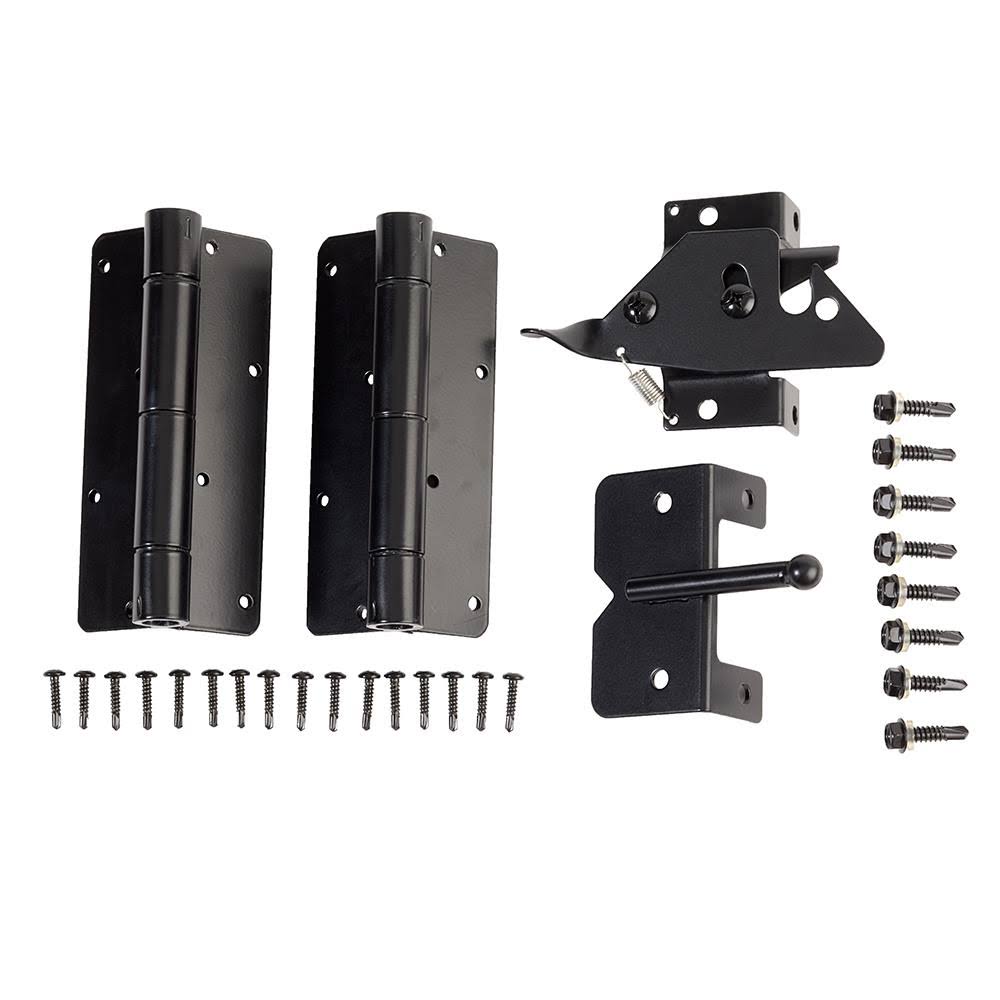 Fortress Athens Gate Latch and Hinge Kit, 430090, Black