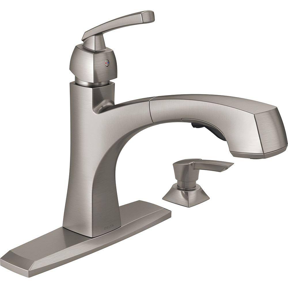 Delta Montauk Single-Handle Pull-Out Sprayer Kitchen Faucet with Soap Dispenser