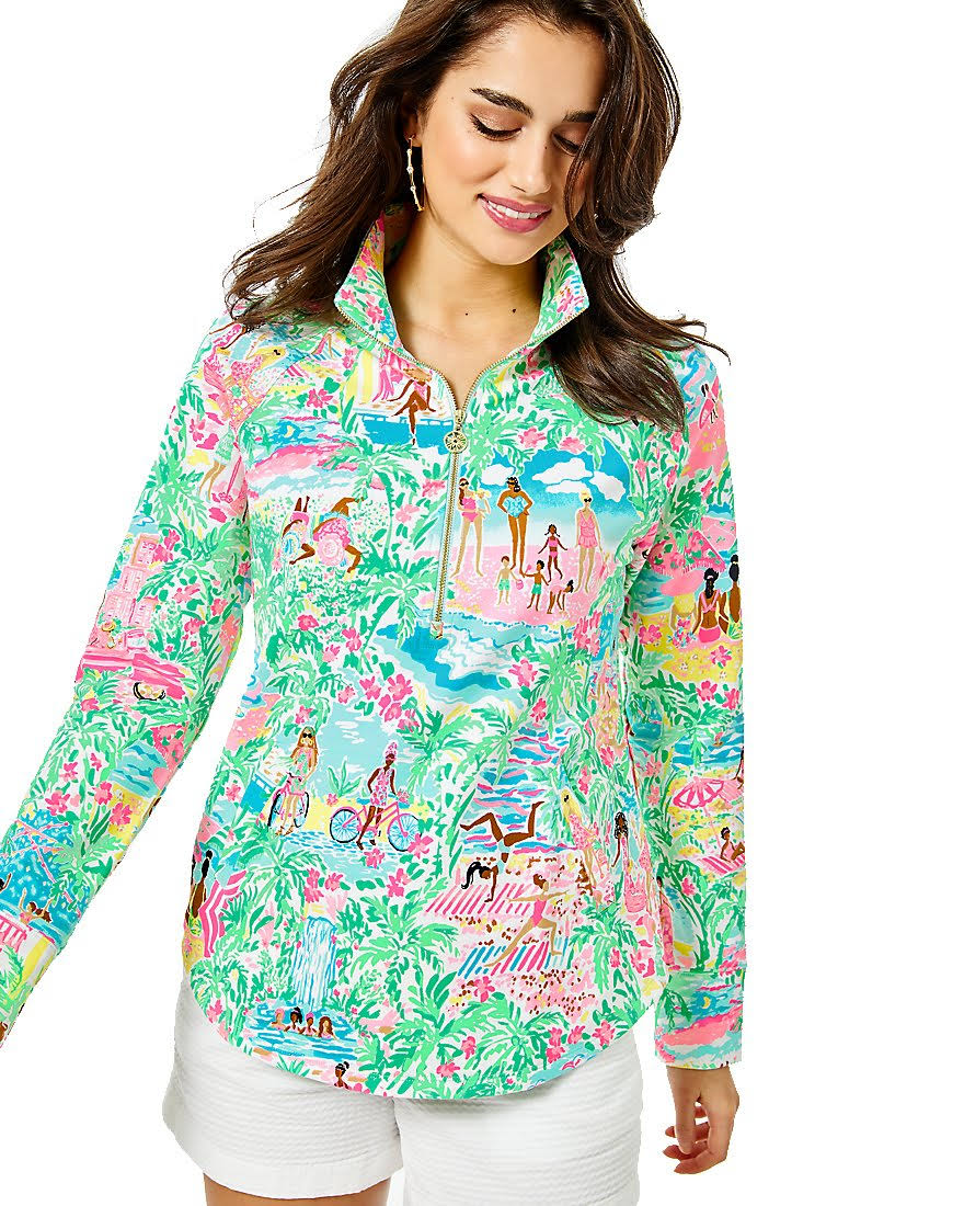 Lilly Pulitzer UPF 50+ Skipper Round Hem Popover (Size XXL) (Multi Lets Get Together)