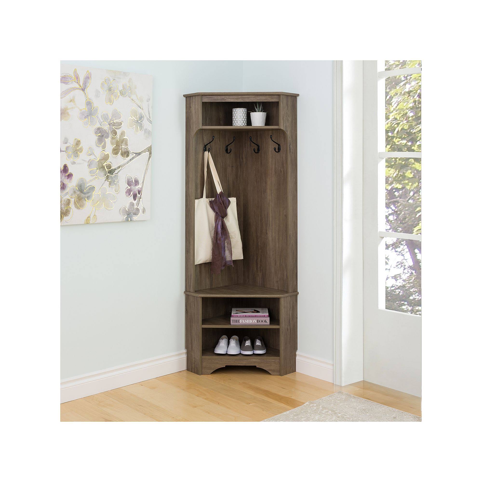 Prepac Corner Hall Tree, Drifted Gray