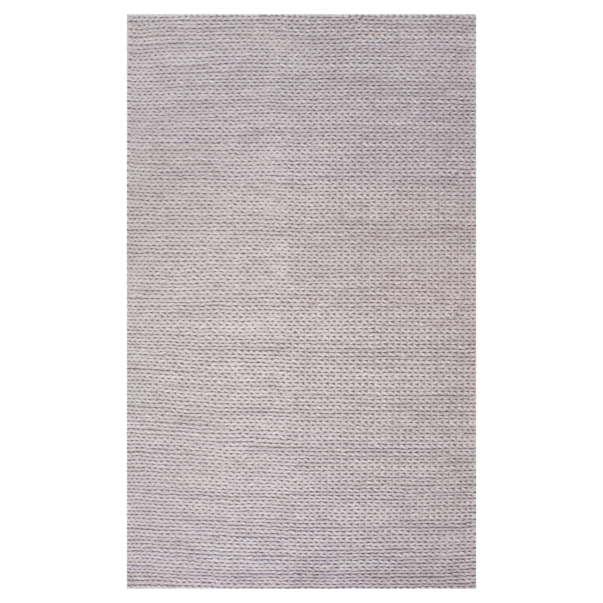 nuLOOM Hand Woven Chunky Woolen Cable Rug, Light Grey (5& x 8&)