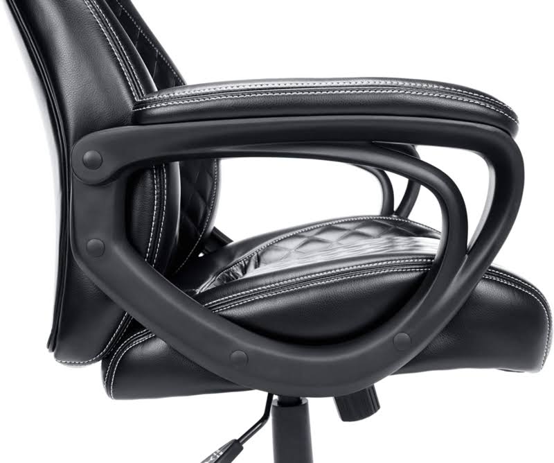 Ofm Ess Collection Racing Style SofThread Leather High Back Office Chair, in Bla