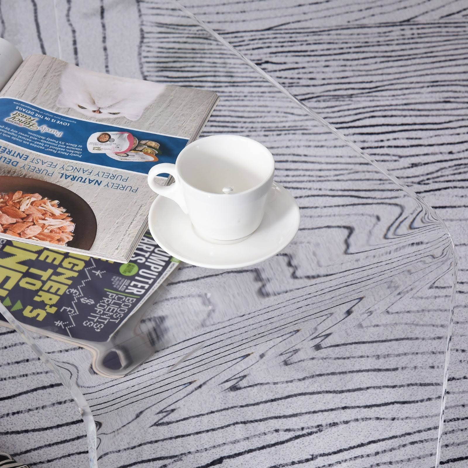 HOMCOM 32x22 Rectangle All Acrylic 20mm Waterfall Coffee Table- Clear