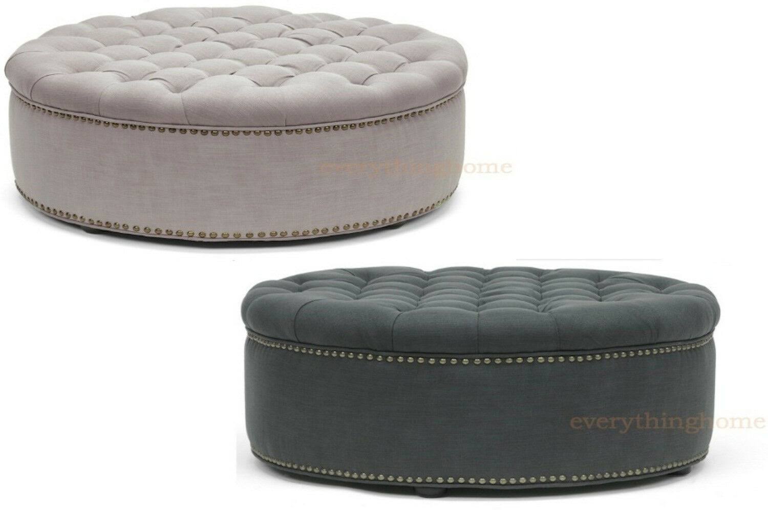 Baxton Studio Inglehart Tufted Ottoman, Grey Linen