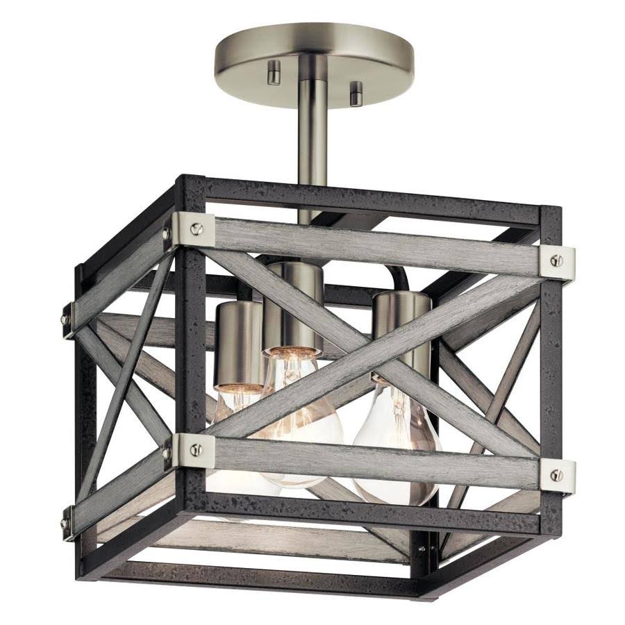 Kichler Stetton 10.31-in Anvil Iron and Distressed Antique Grey Farmhouse Incandescent Semi-Flush Mount Light | 38239