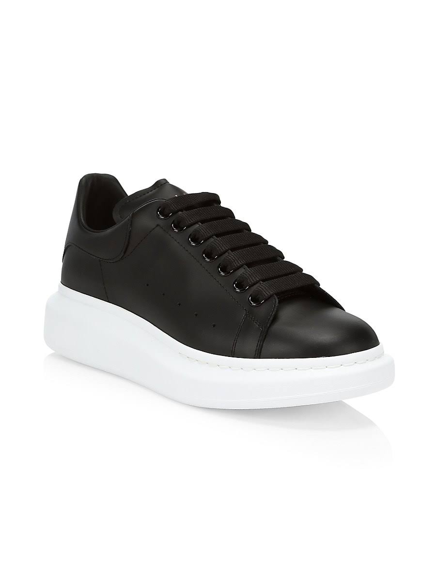 Alexander McQueen Men's Oversized Leather Heel Detail Sneakers - Multi - Size 39.5 EU / 6.5 US - White/Black