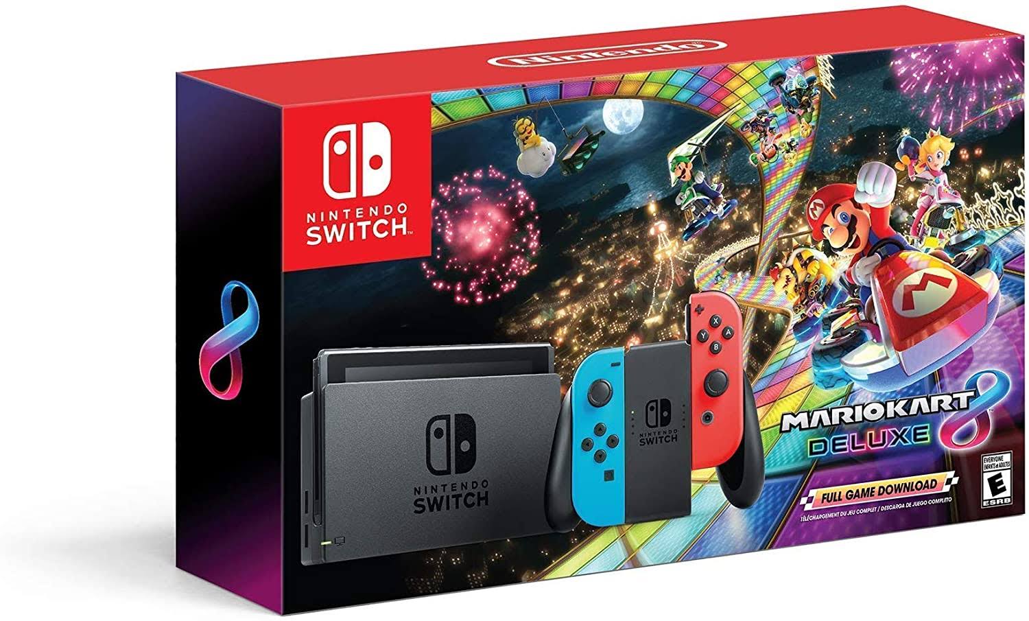 Nintendo Switch Console Mario Kart 8 Deluxe Bundle w/ Neon Blue/Red Joy-Con