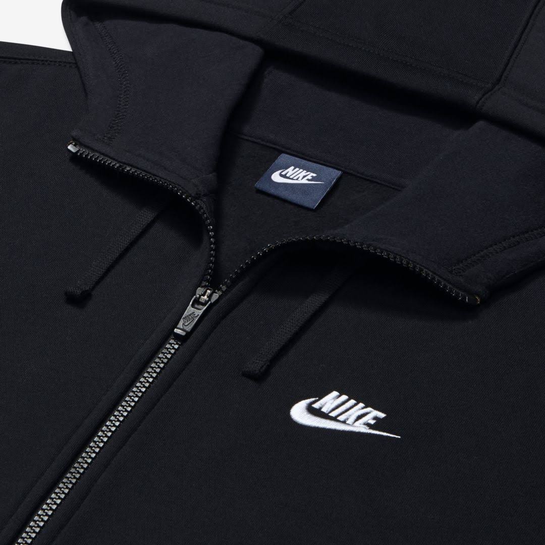 Nike Men's Sportswear Fleece Full-Zip Hoodie - Black/White - L