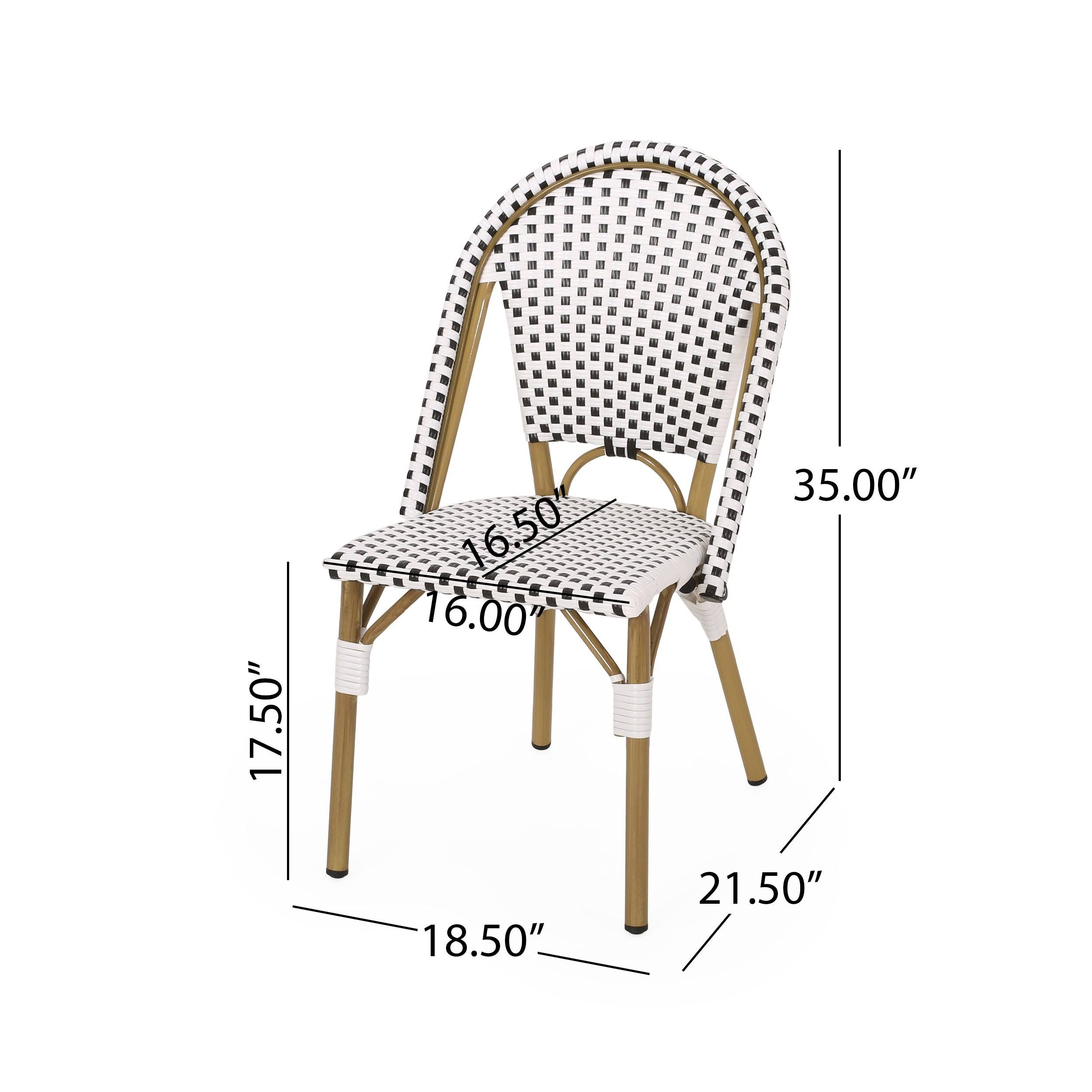 Elize Outdoor French Bistro Chair (Set of 4) by Christopher Knight Home - Black + White + Bamboo Print Finish
