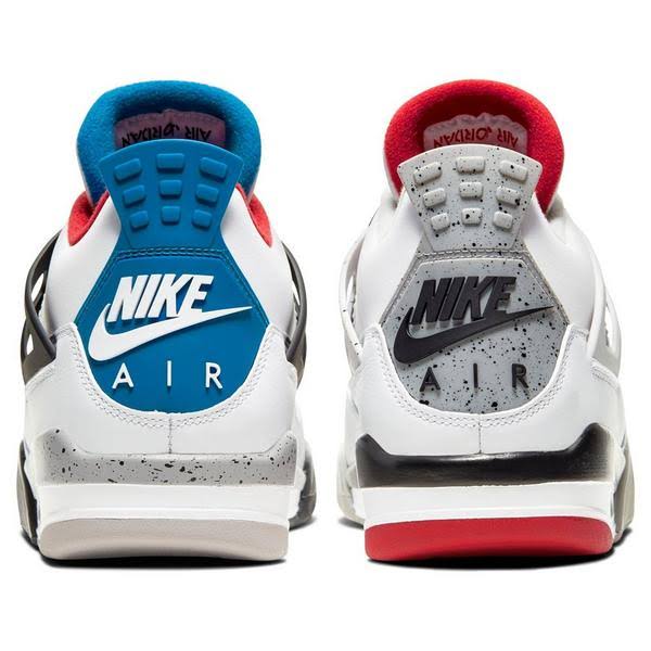 Nike Air Jordan 4 Retro SE 鈥淲hat The鈥?Sneakers - White/Fire Red/Tech Grey/Military Blue - 15