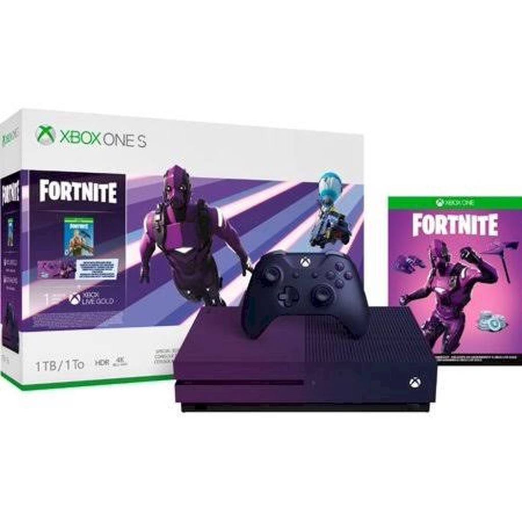 Refurbished Microsoft 23c-00080 Xbox One S 1TB Fortnite Battle Royale Special Edition Console Bundle Gradient Purple