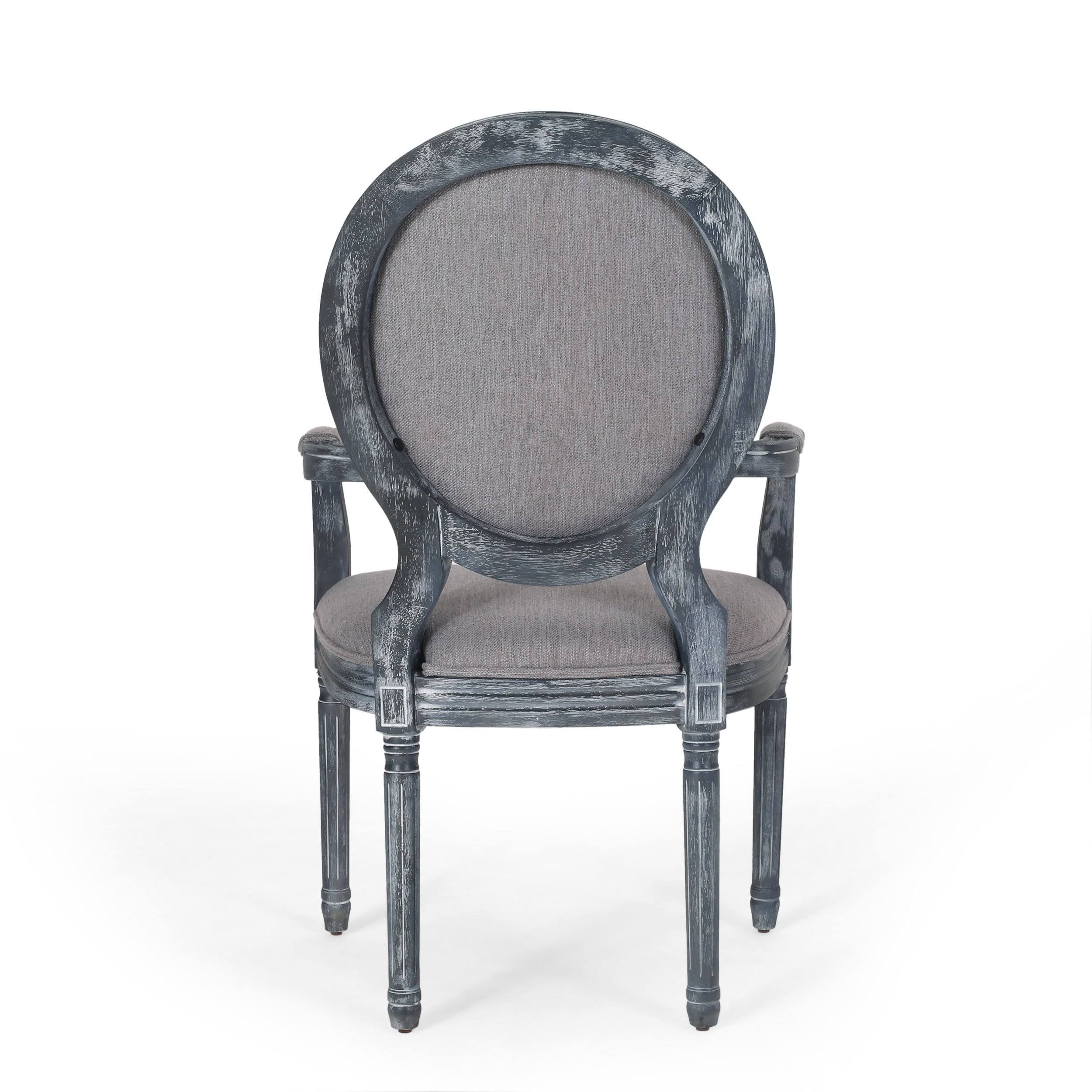 Aisenbrey French Country Wood Upholstered Dining Chair Set of 2 / Gray/Light Grey