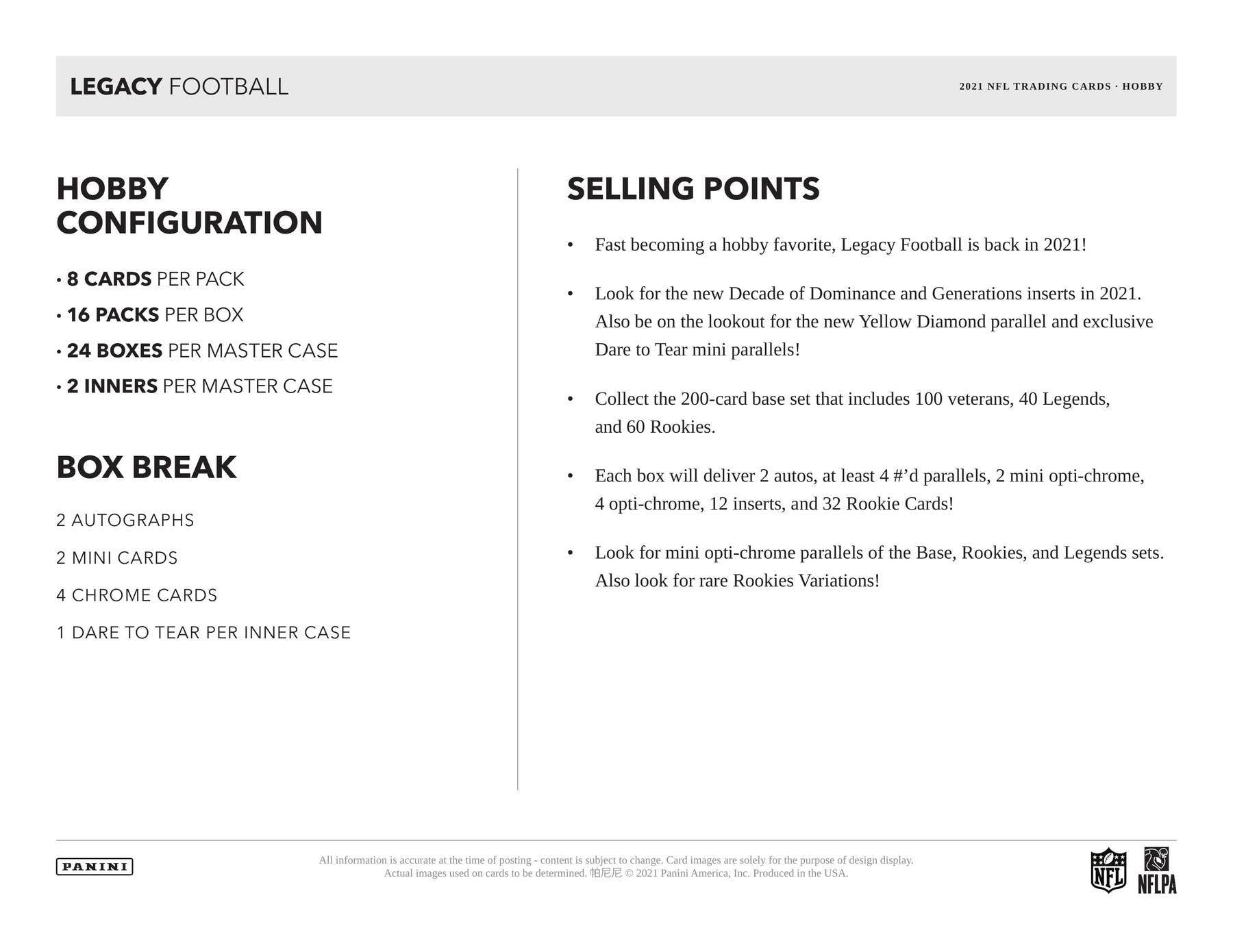 2021 Panini Legacy NFL Football Hobby Box