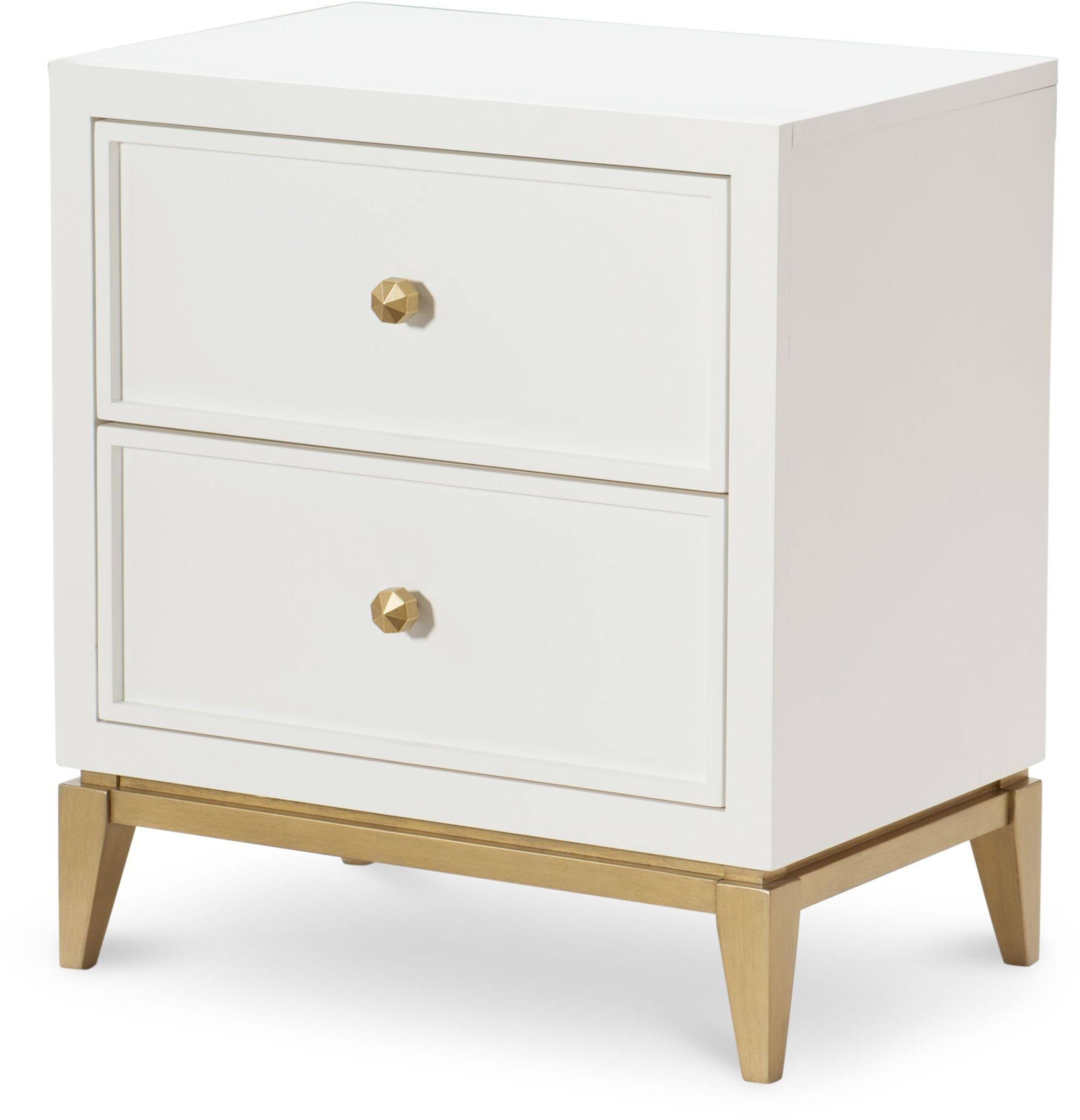 Rachael Ray Home Chelsea 2 Drawer Nightstand in White/Gold 7810-3100