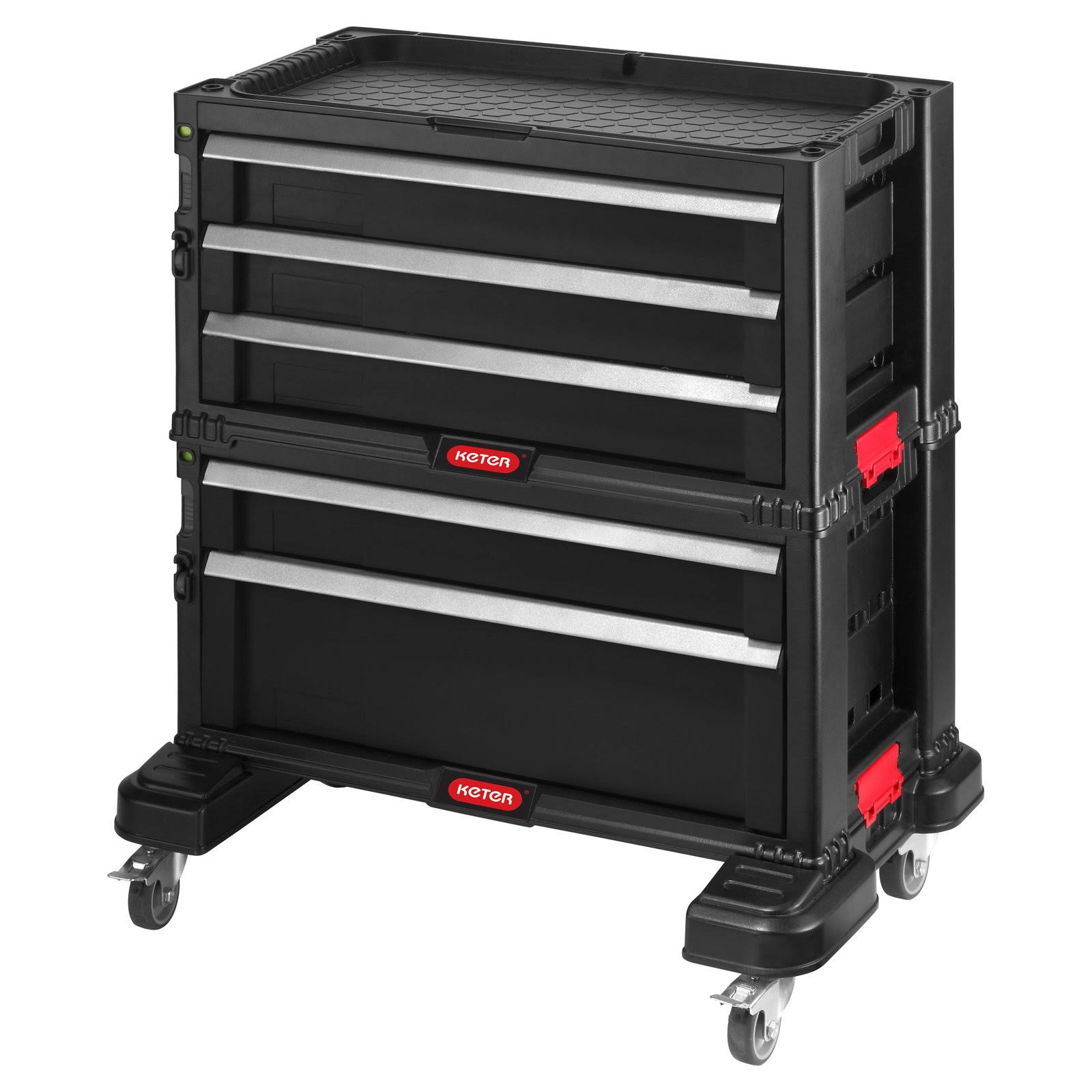 Keter 5 Drawer Modular Tool Storage, Plastic Resin Chest, Black