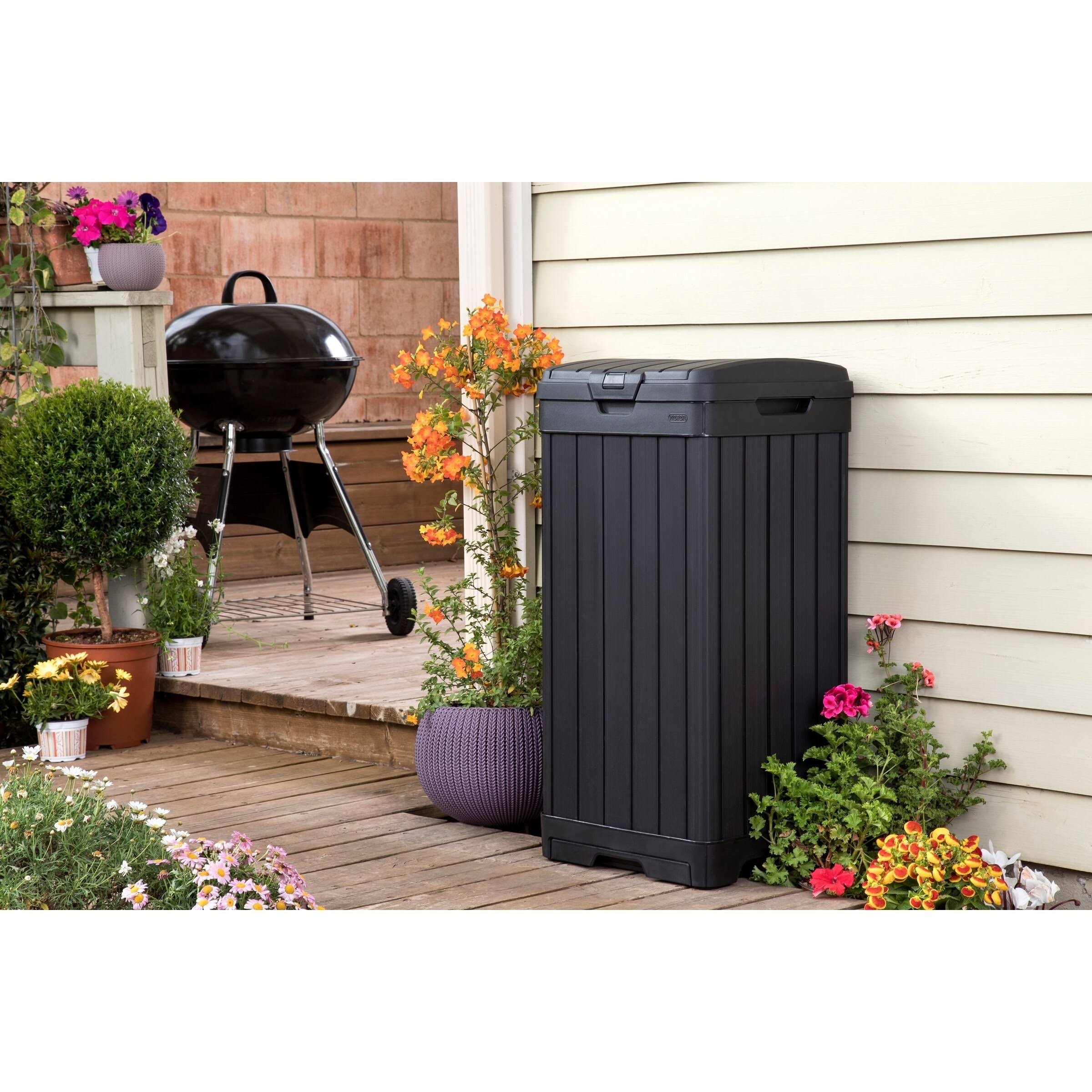 Keter 240770 Baltimore Outdoor Trash Can, Black