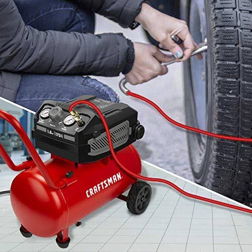 Craftsman Hard Air Compressor, 10 Gallon 1.8 HP 175 psi, 4.0CFM@90PSI, Oil Free and Maintenance Free, Portable with Large Wheels