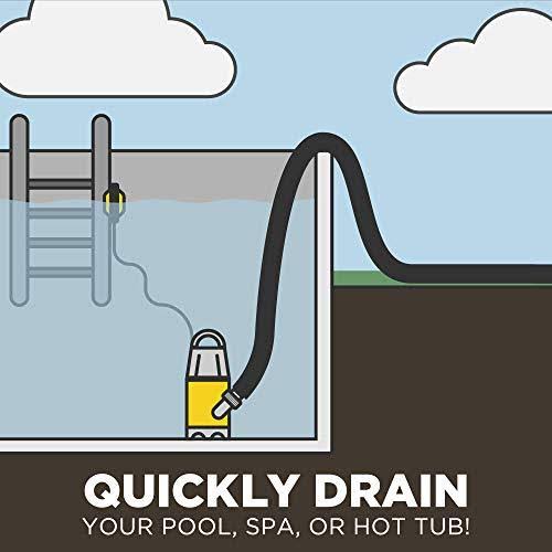 Professional EZ Travel Collection Hot Tub and Swimming Pool Drain Pump with Hose Pond/Flood Pump Up to 3,700 GPH