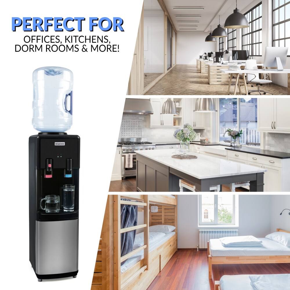 Igloo IWCTL352CHBKS Hot u0026 Cold Top Loading Water Dispenser, Black