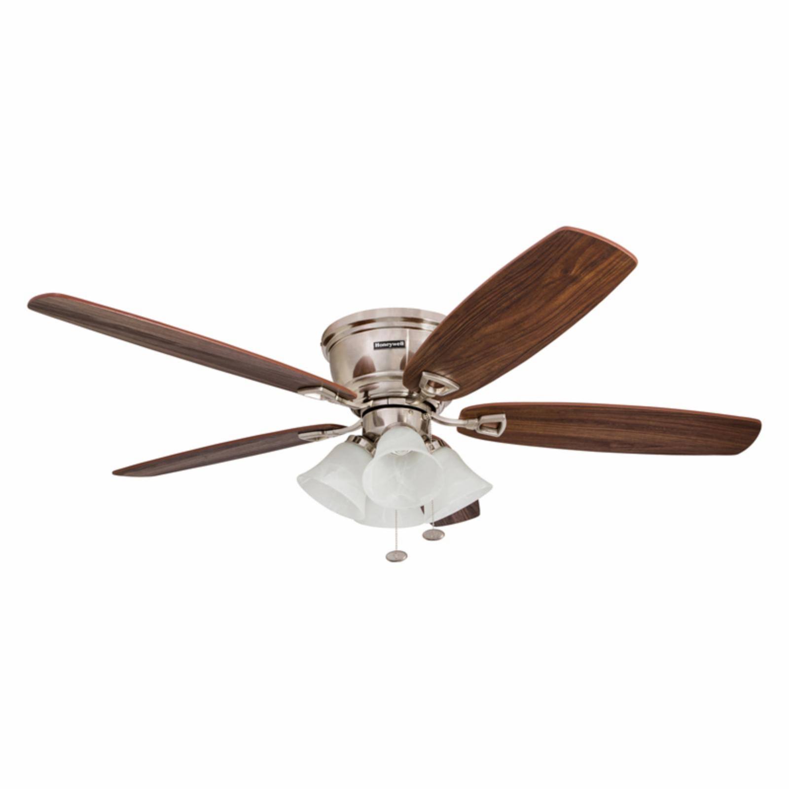 Honeywell 52x22 Glen Alden Brushed Nickel Hugger Ceiling Fan with 4 Light