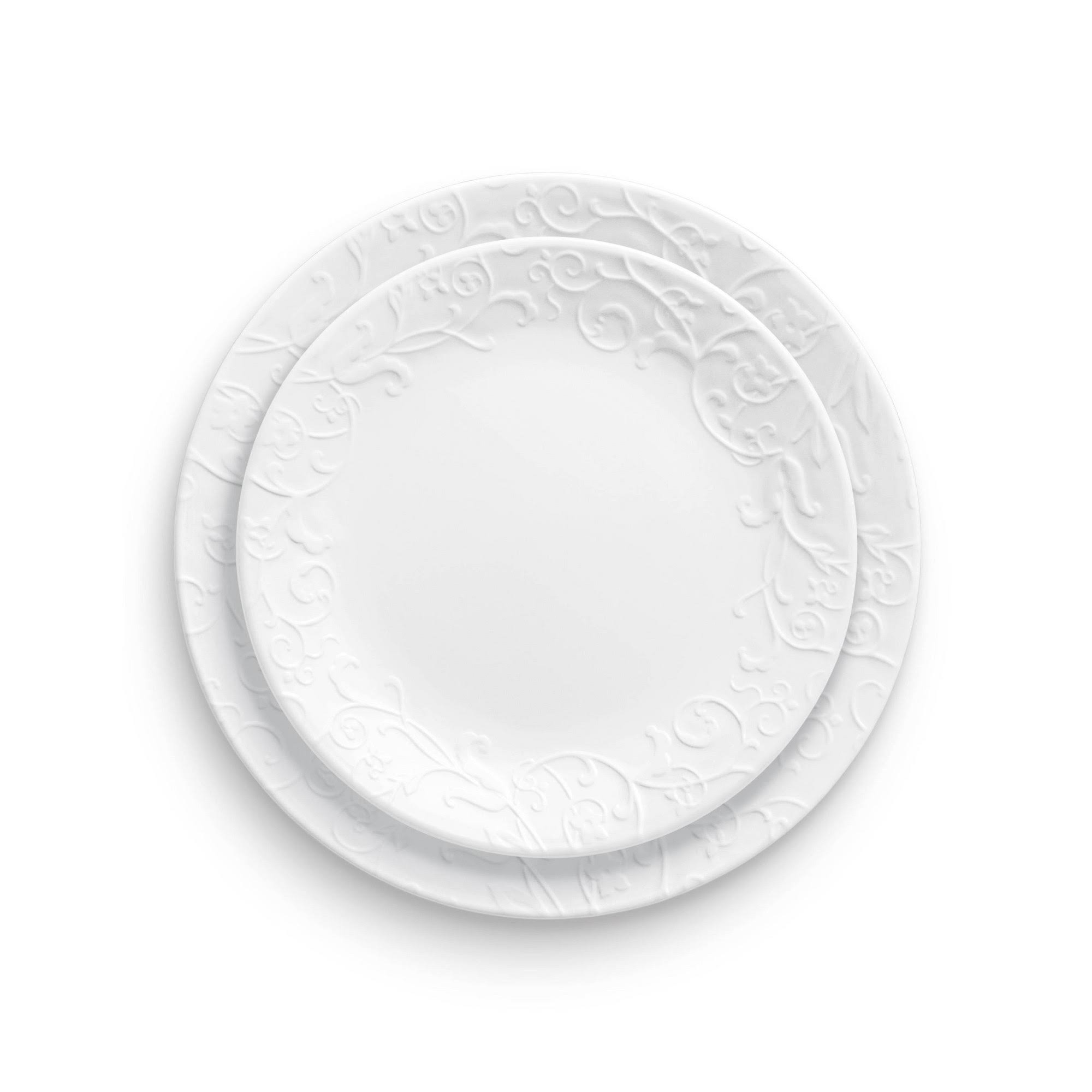 Corelle 18-Piece Embossed Bella Faenza Vitrelle Dinnerware Set - White