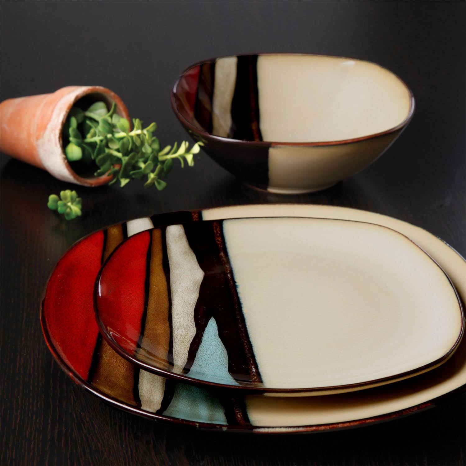 Gibson Elite Althea 16 Piece Stoneware Dinnerware Set