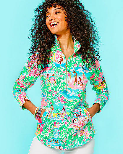 Lilly Pulitzer UPF 50+ Skipper Round Hem Popover (Size XXL) (Multi Lets Get Together)