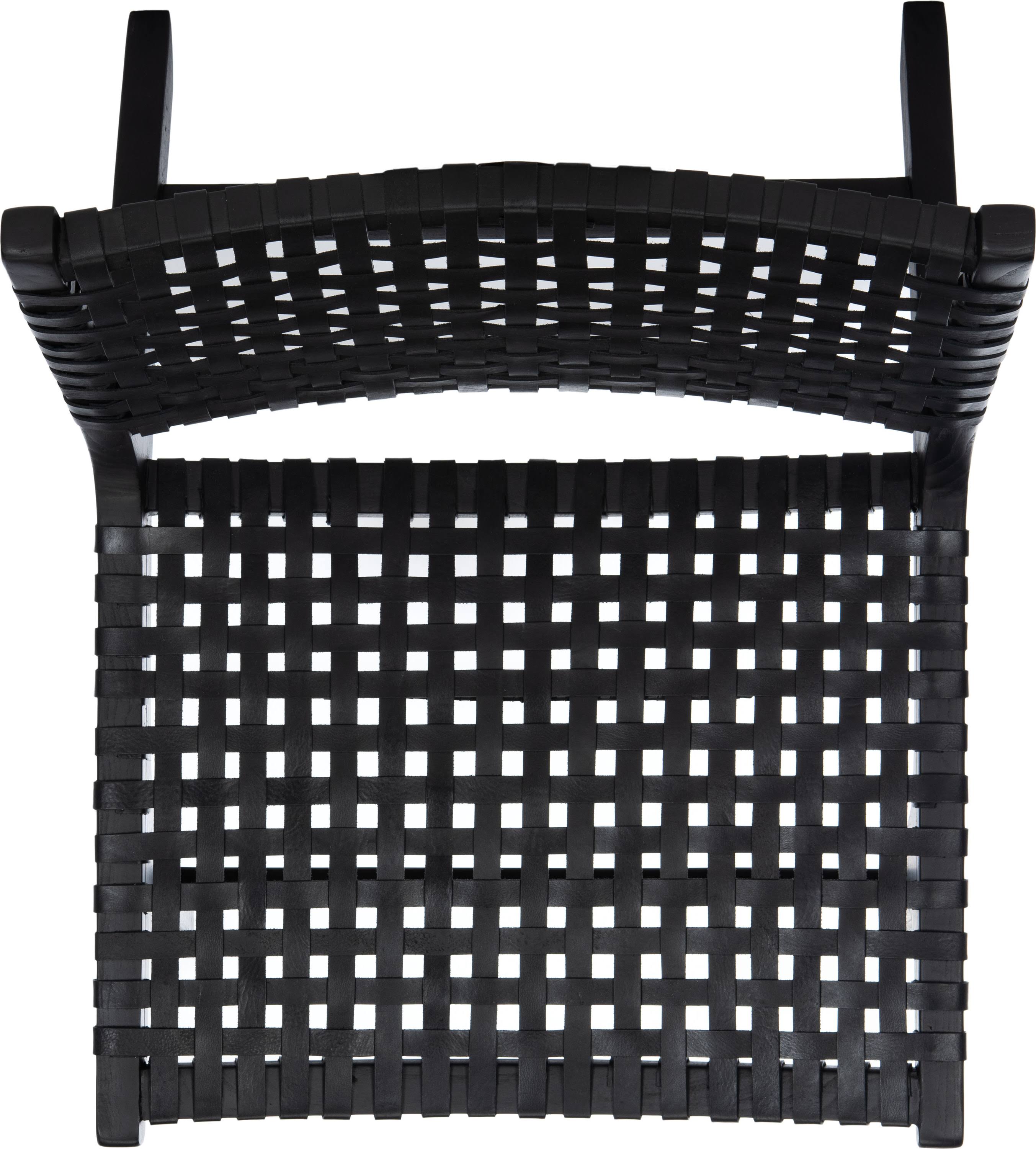 Luna Leather Woven Accent Chair - Black - Safavieh