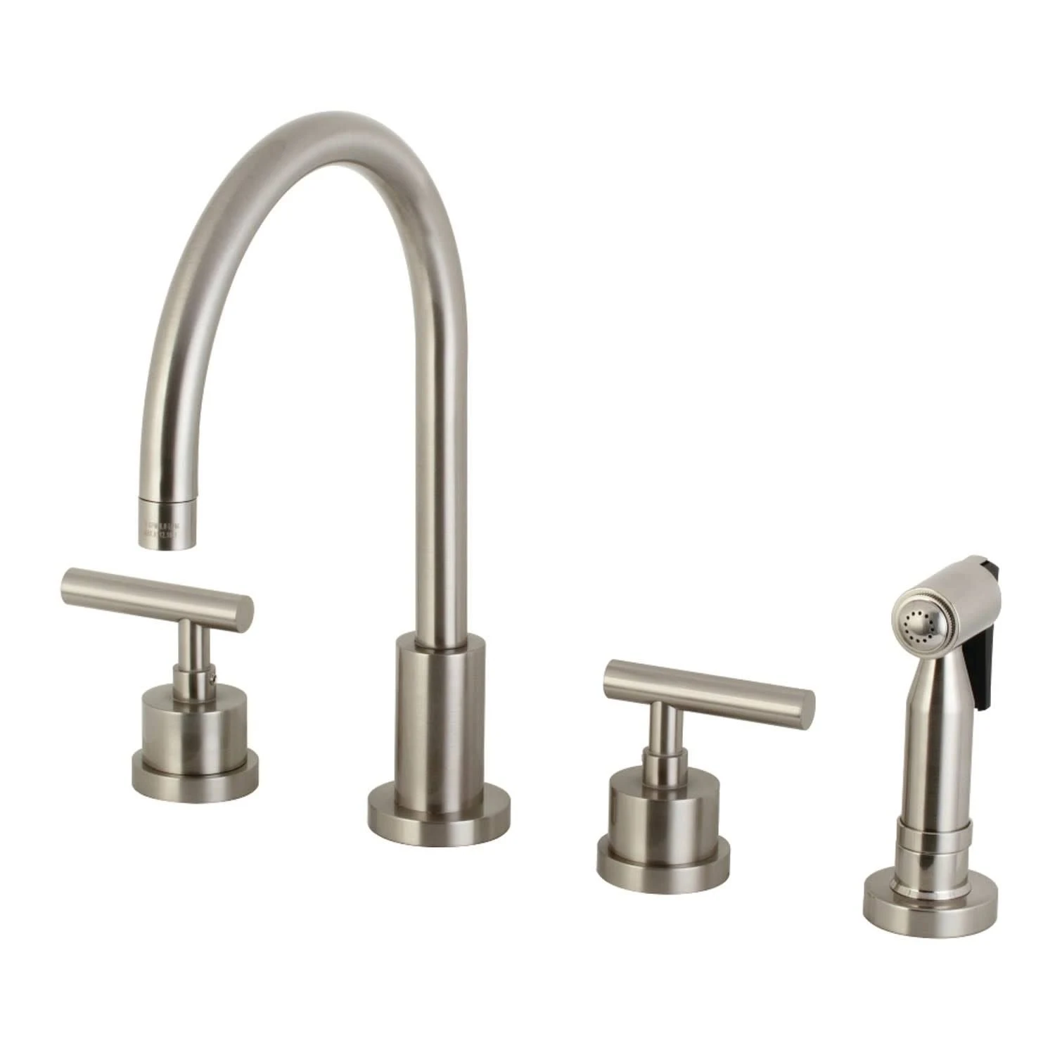 Kingston Brass KS8728CMLBS Manhattan 8x22 Widespread Kitchen Faucet with Brass Sprayer, Brushed Nickel