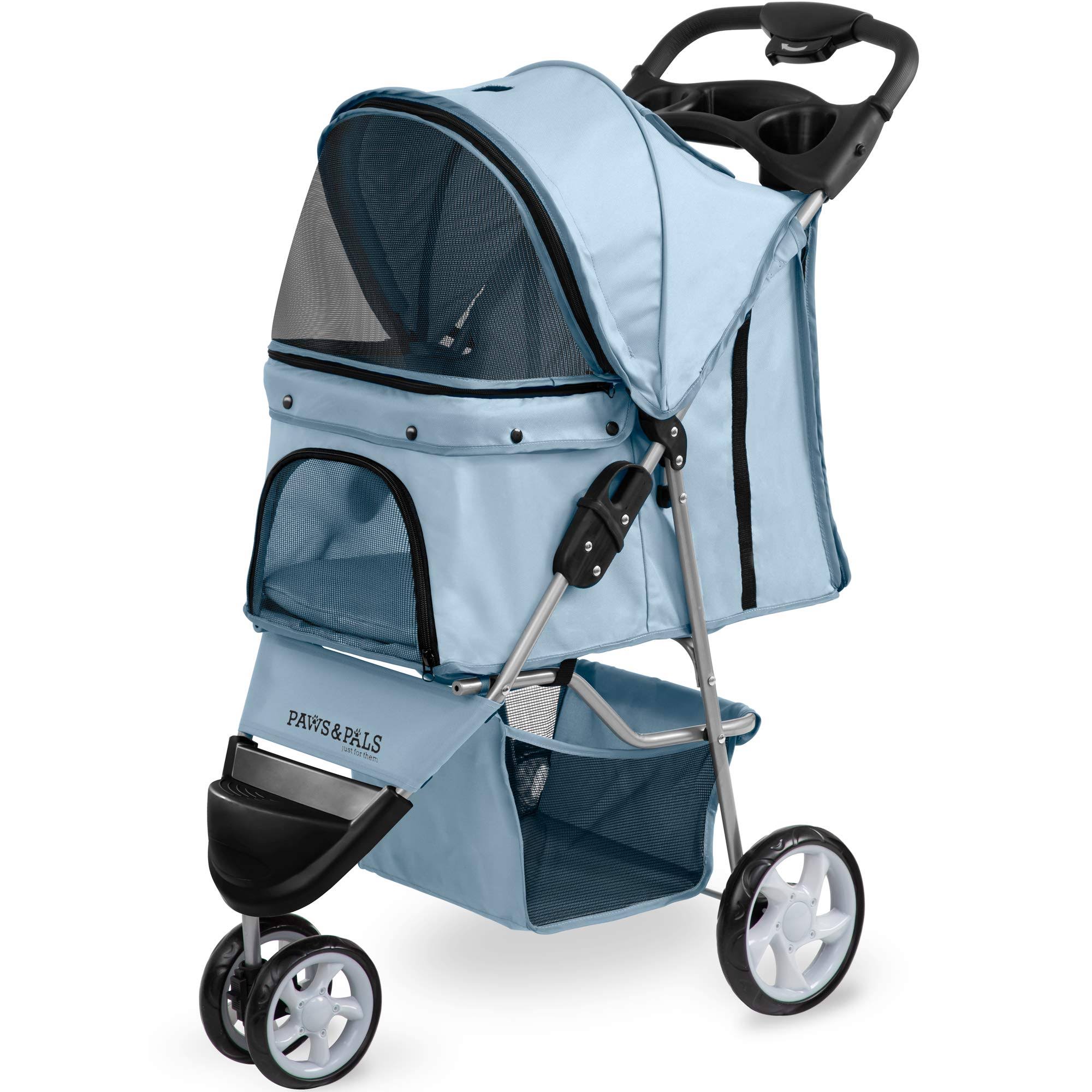 Paws u0026 Pals Pet Stroller, 3 Wheel Jogger, Blue