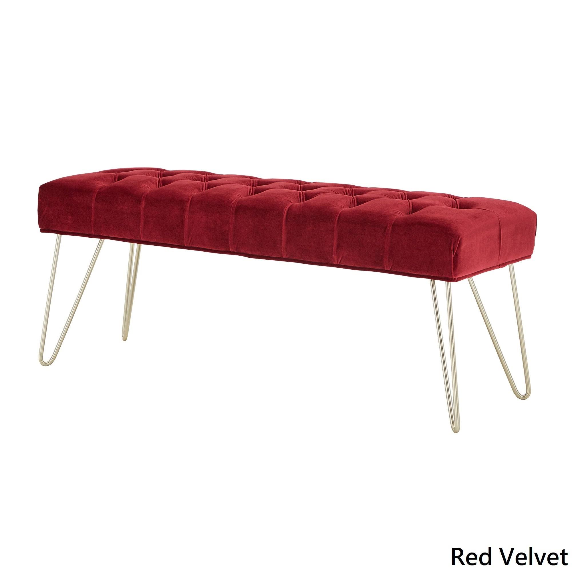 Klaus Velvet Tufted Bench by Inspire Q Bold - Red Velvet
