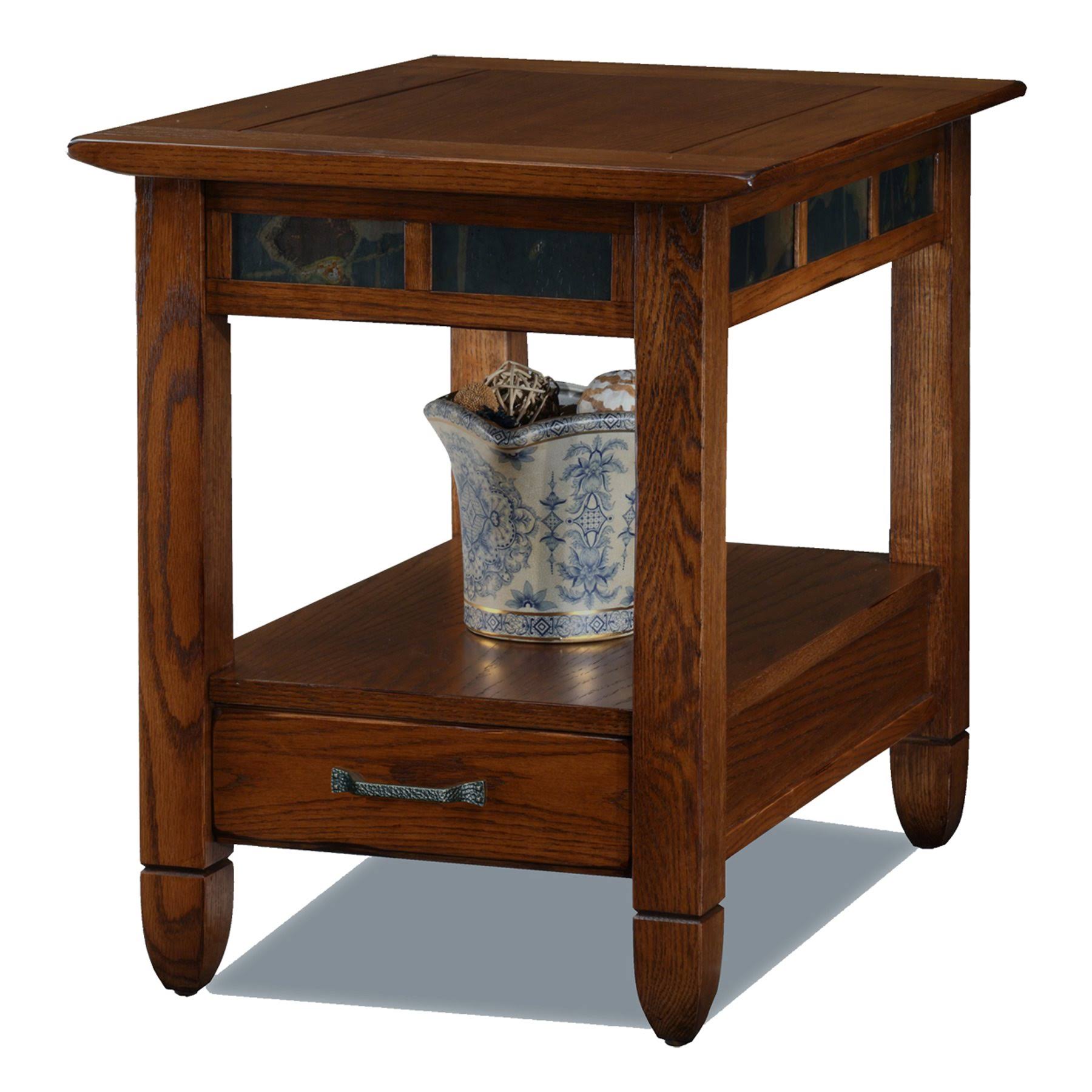 Leick Furniture Slatestone Rustic Oak End Table