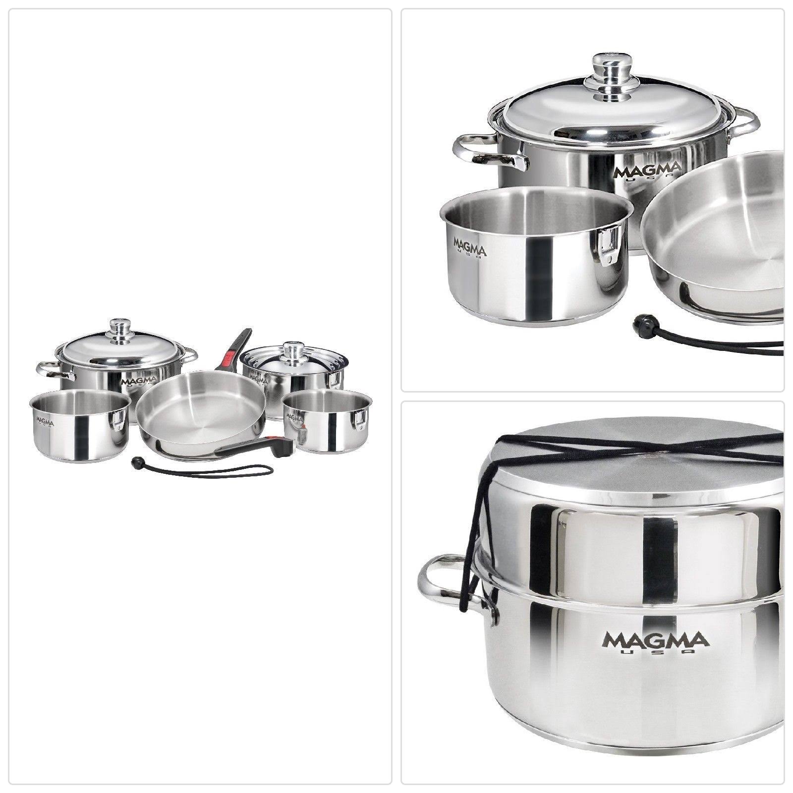 Magma Products A10-360L-IND, 10 Piece Gourmet Nesting Stainless Steel Cookware Set,