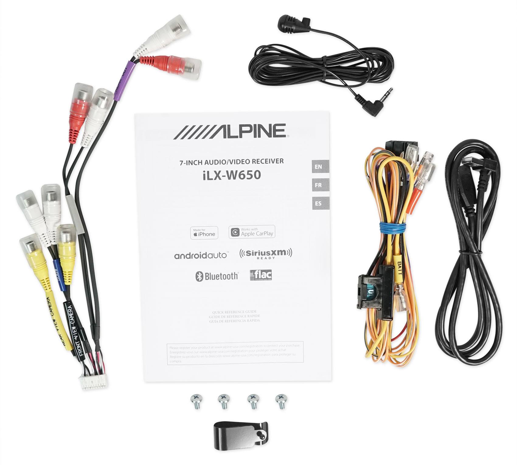 Alpine iLX-W650 7x22 Digital Media Bluetooth CarPlay Receiver+KTA-450 Power Pack