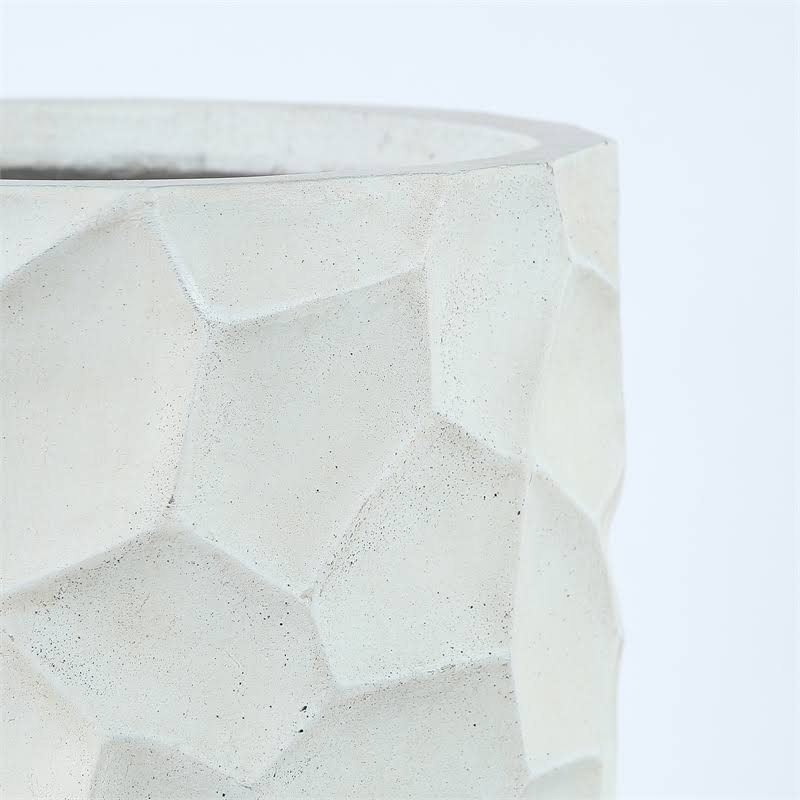 Luxen Home 22.4x22 MGO Fiberclay White Wavy Tall Planter