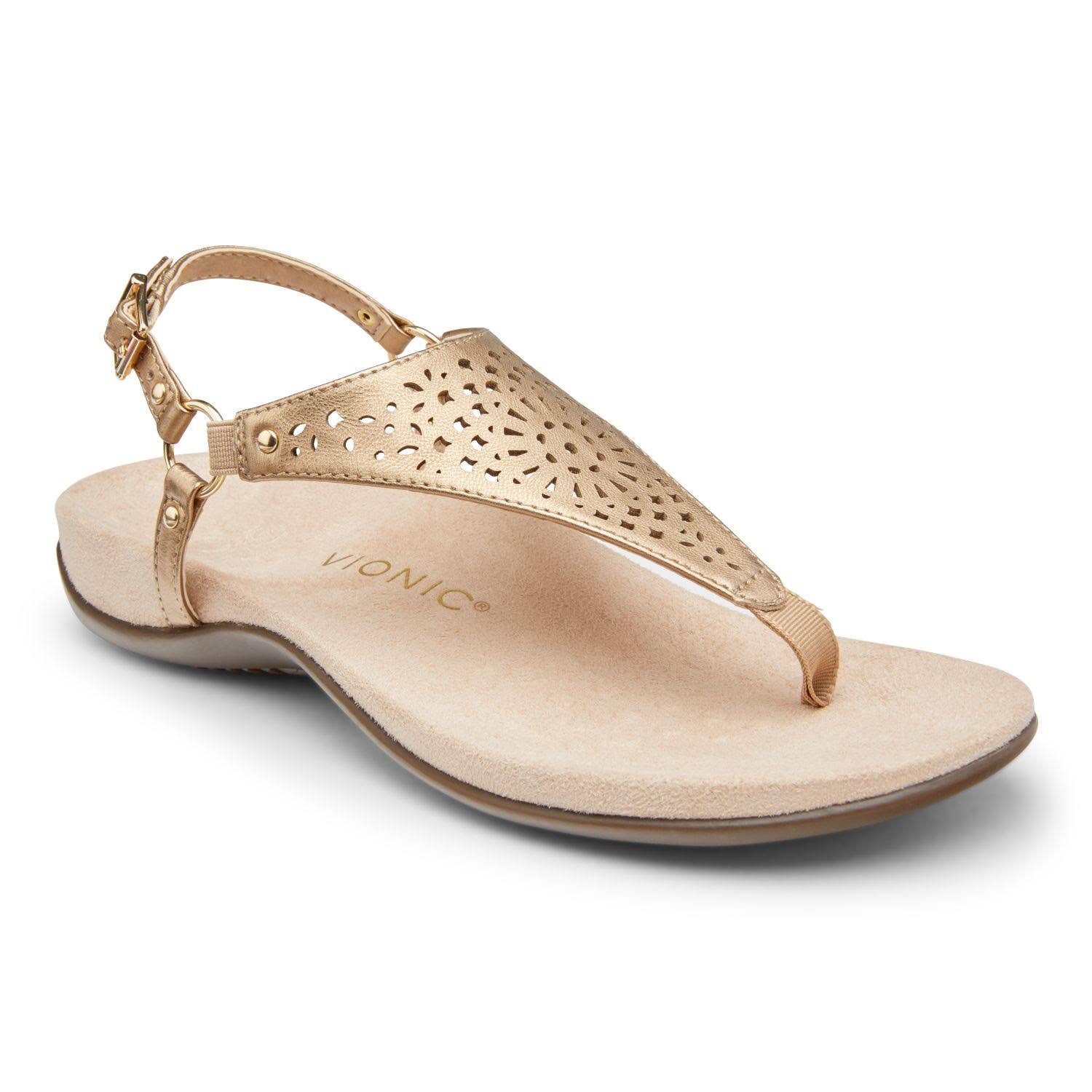 Women's Vionic Kirra Thong Sandal, Size: 6.5, Gold