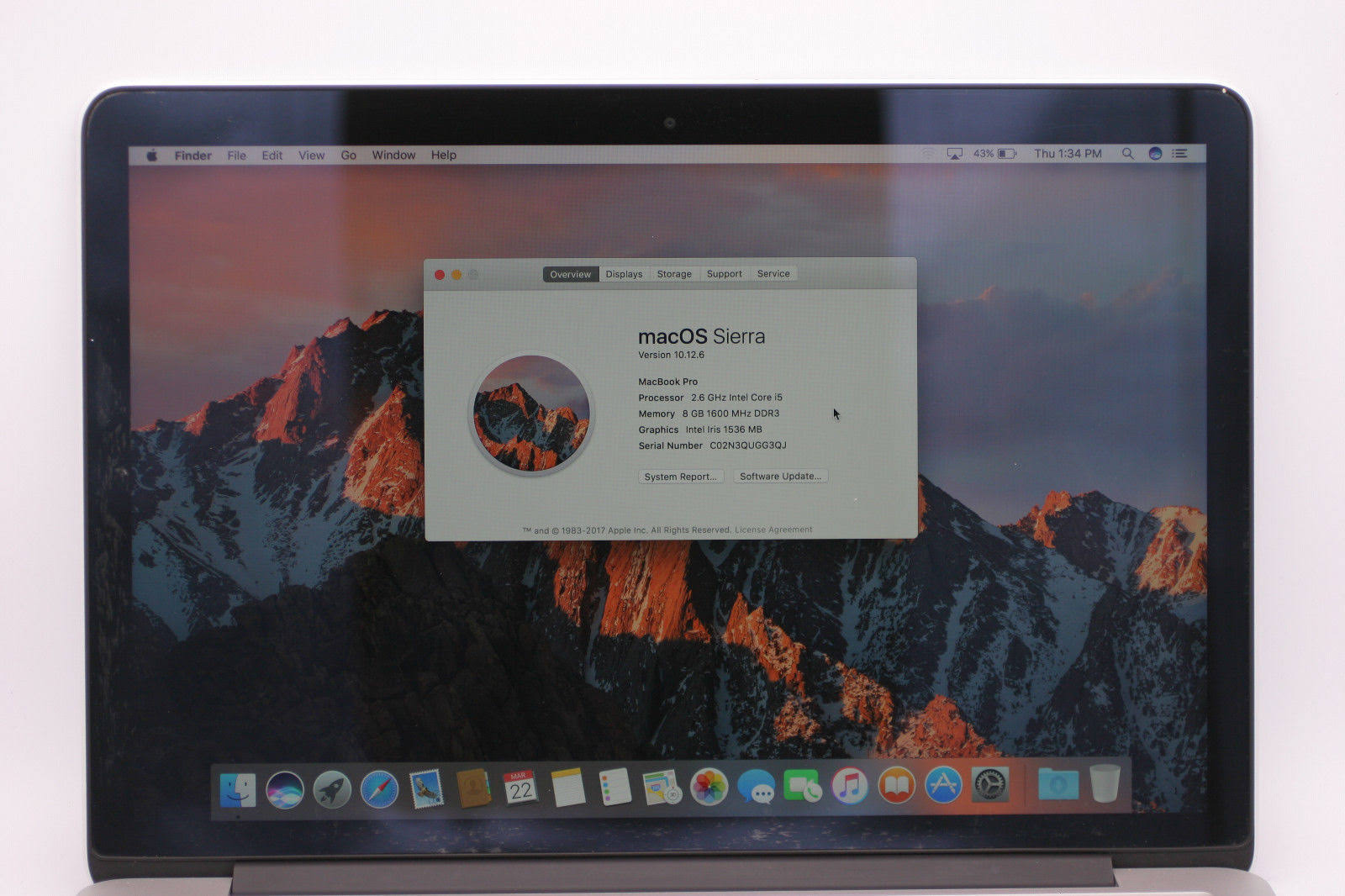 Apple MacBook Pro 13x22 Laptop Core i5 (4278U) 2.6GHz 8GB DDR3 240GB SSD