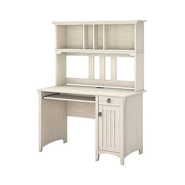 Bush Furniture Salinas Computer Desk with Hutch in Antique White