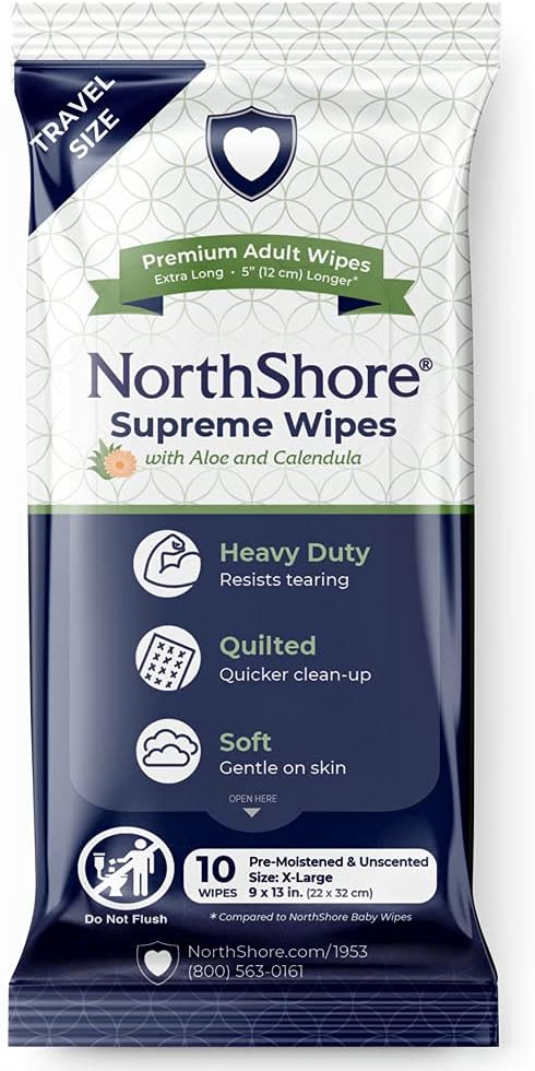 NorthShore Supreme Heavy-Duty Quilted Wipes, X-Large, Travel Packs, Case/120 (12/10s)