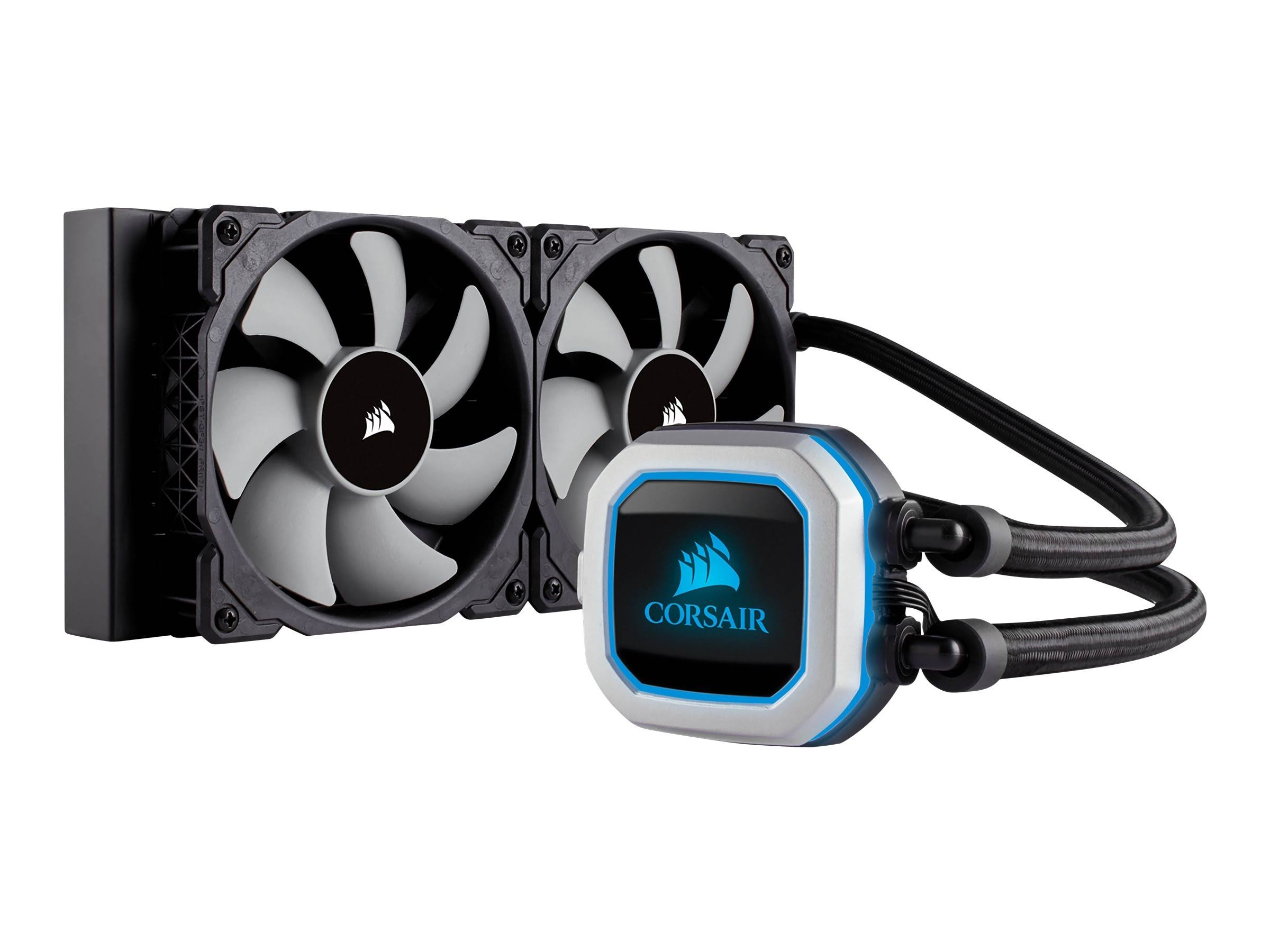 Corsair - Hydro Series H100i Pro Liquid CPU Cooler 120mm Liquid Cooling System with RGB Lighting - Black/Gray