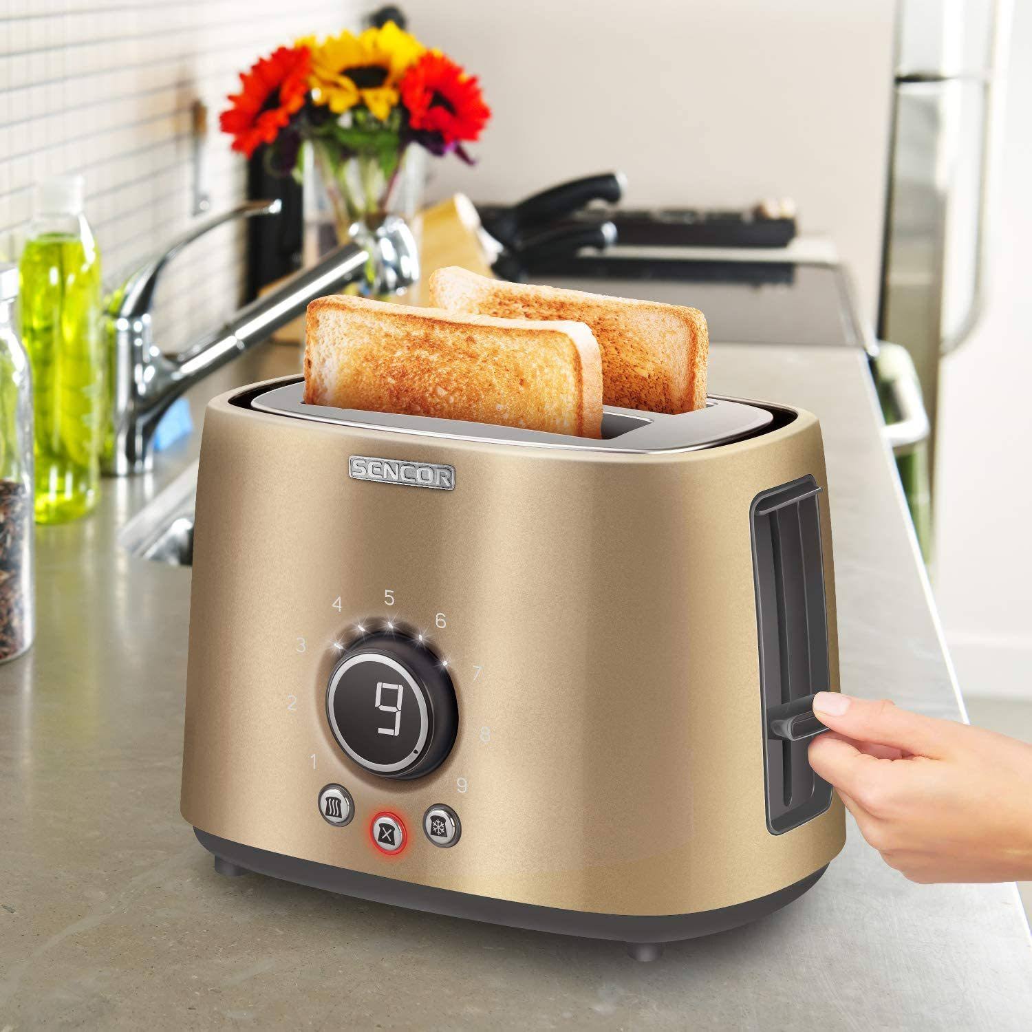 Sencor 2-Slot Toaster with Rack Champagne
