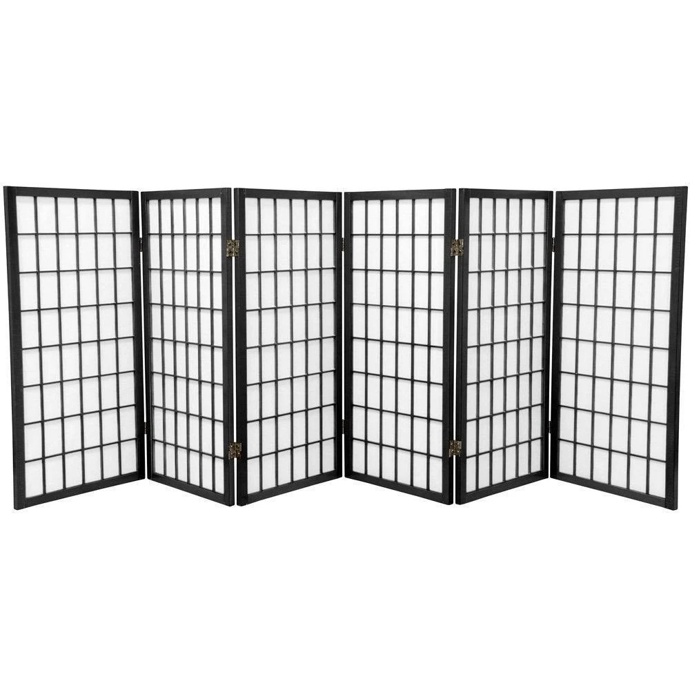 3 ft. Tall Window Pane Shoji Screen Black 3 Panels Oriental Furniture