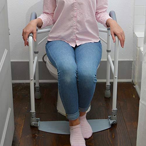 RMS Toilet Safety Frame u0026 Rail - Folding u0026 Portable Bathroom Safety Handrail Grab Bar - Adjustable Height (White)